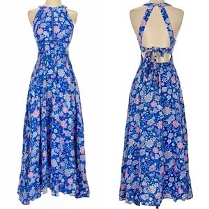 Abel the Label NWT Bluebell Floral Halter Tie Back Full Skirt Maxi Dress Small